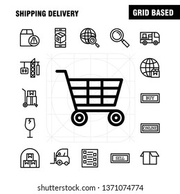 Shipping Delivery Line Icon Pack For Designers And Developers. Icons Of Globe, Location, Search, Delivery, Online, Shipping, Shopping, Transport, Vector
