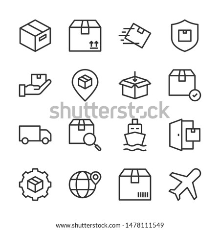 Shipping and delivery line icons set vector illustration