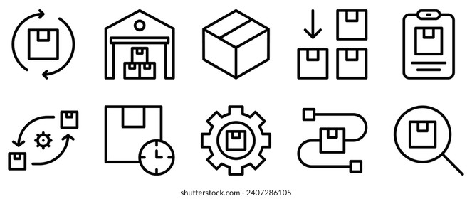 shipping delivery line style icon set collection