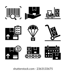 Shipping Delivery and Logistic Glyph Vector Elements Icons