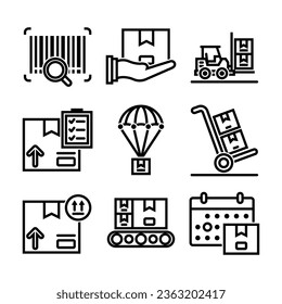 Shipping Delivery and Logistic Line Vector Elements Icons