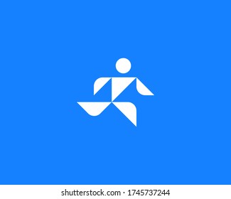 Shipping, delivery logo design. Flat running man sport fitness vector template logotype.