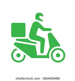 Shipping delivery man riding motorcycle icon symbol, Pictogram flat design for apps and websites, Track and trace processing status, Isolated on white background, Vector illustration