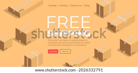 Shipping and delivery of products from internets. Online service or logistics company distribution and commerce. Fast express for client. Website or webpage template, landing page flat vector