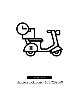 Shipping delivery with scooter icon vector logo template 