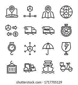 shipping and delivery service icon set