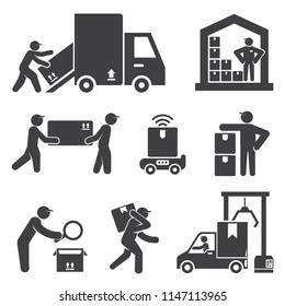 shipping and delivery service people icons