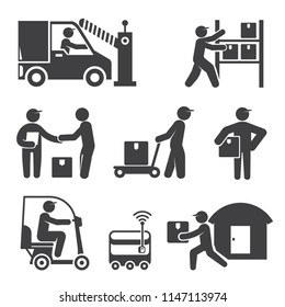 shipping and delivery service people icons