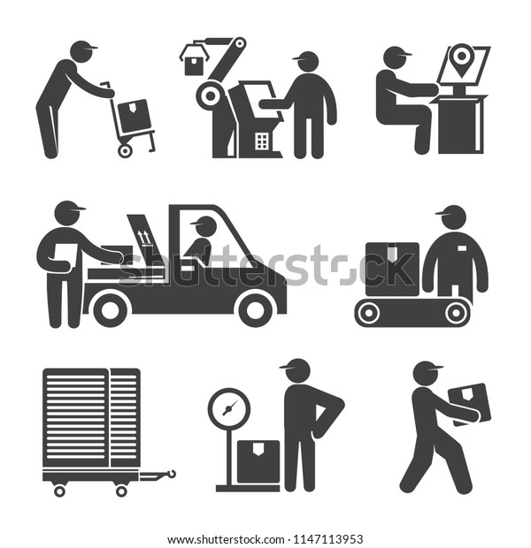 shipping and delivery\
service people icons