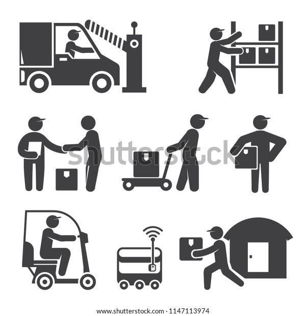 shipping and delivery\
service people icons
