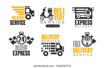 Shipping and Delivery Service Vector Logos Set