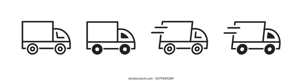 Shipping delivery truck icon. Fast moving delivery truck. Vector.