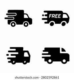 Shipping and delivery truck icon vector set free delivery and fast shipping service symbols
