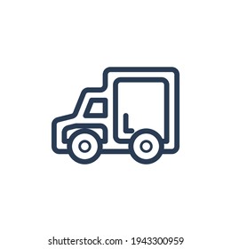 shipping delivery truck. Thin line wagon delivery icon. Vector illustration isolated on a white background. Simple outline pictogram of delivery.