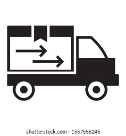 Shipping Delivery Van Concept, Supply Chain Vehicle with Container Vector Icon Design