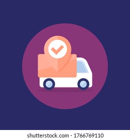 shipping, delivery van icon, flat vector