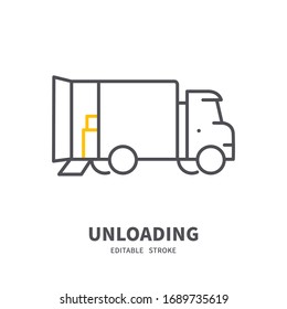 Shipping and delivery vector icon on white background. Express delivery and global logistics icon. Perfect for web, EPS, editable stroke