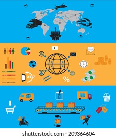 Shipping and delivery vector icons set  and services icons