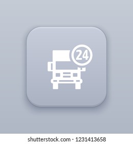 Shipping, delivery wagon, gray vector button with white icon on gray background
