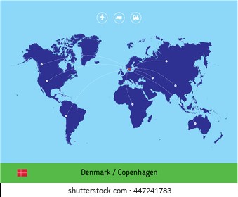 Shipping from Denmark to the world vector illustration 