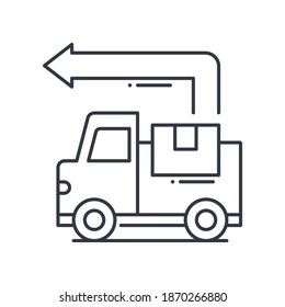Shipping destination icon, linear isolated illustration, thin line vector, web design sign, outline concept symbol with editable stroke on white background.