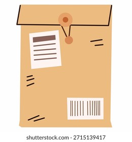 Lieferscheinbenachrichtigung in flacher Handzeichnung für die Logistikkommunikation. Geeignet für Lieferscheine, Anweisungen, Lagerhinweise und Versanddetails.
