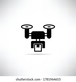 shipping drone icon drop shadow on gray background