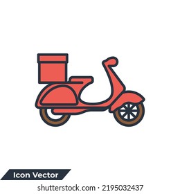 Shipping fast delivery icon logo vector illustration. express delivery scooter bike box symbol template for graphic and web design collection
