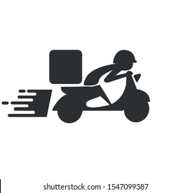 Shipping fast delivery man riding motorcycle icon illustration