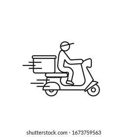 Shipping fast delivery man riding motorcycle icon symbol. Vector illustration