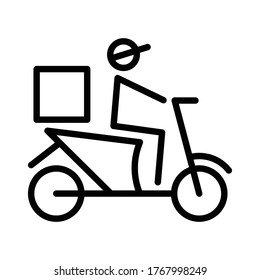 Shipping fast delivery man riding motorcycle icon symbol, Pictogram flat design for apps and websites, Isolated on white background, Vector illustration