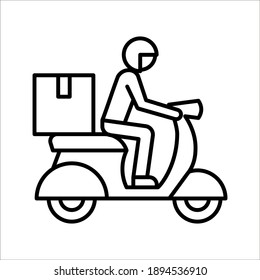 Envío de un hombre de entrega rápida en el símbolo del icono de la motocicleta, Pictograma diseño plano para aplicaciones y sitios web, Seguimiento y seguimiento del estado del procesamiento. ilustración vectorial color editable eps 10