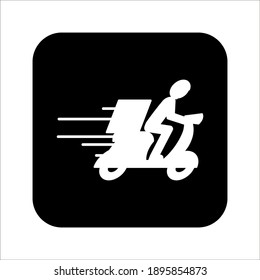 Shipping fast delivery man riding motorcycle icon symbol, Pictogram flat design for apps and websites, Track and trace processing status. vector illustration color editable eps 10