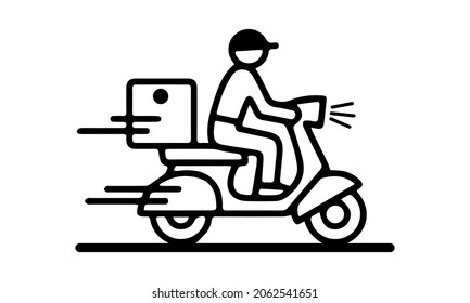 Shipping fast delivery man riding motorcycle icon symbol, isolated on white background, Vector illustration