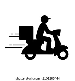 Shipping fast delivery man riding motorcycle icon symbol, Pictogram flat design for apps and websites, Isolated on white background, Vector illustration