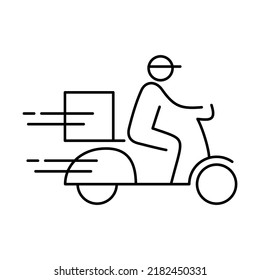 Shipping fast delivery man riding motorcycle icon symbol, Pictogram flat design for apps and websites, Track and trace processing status, Isolated on white background, Vector illustration