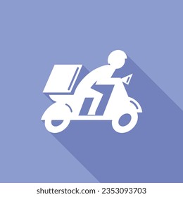 Shipping fast delivery man riding motorcycle icon symbol, Pictogram flat design for apps and websites. Vector illustration