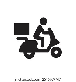 Shipping fast delivery man riding motorcycle icon