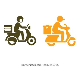 Shipping fast delivery man riding motorcycle icon symbol, vector illustration on white background