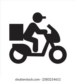 Shipping fast delivery man riding motorcycle icon symbol