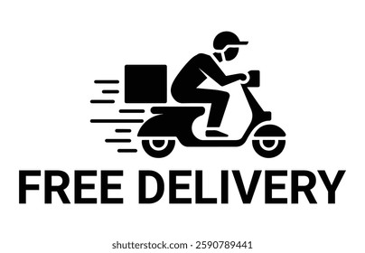 Shipping fast delivery man riding motorcycle icon symbol, Pictogram silhouette flat design for apps and websites, Track and trace processing status, Isolated on white background, Vector illustration