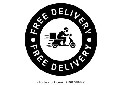 Shipping fast delivery man riding motorcycle icon symbol, Pictogram silhouette flat design for apps and websites, Track and trace processing status, Isolated on white background, Vector illustration