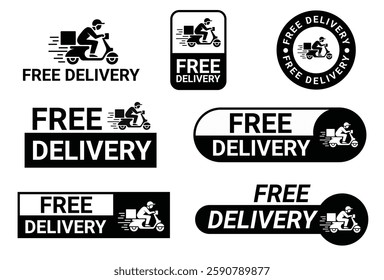 Shipping fast delivery man riding motorcycle icon symbol, Pictogram flat design for apps and websites, Track and trace processing status, Isolated on white background, Vector illustration