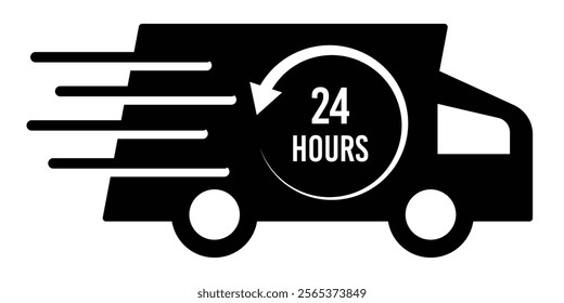 Shipping fast delivery track icon set. 24 hours fast delivery track icon. Fast shipping delivery truck icon eps 10.