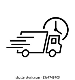 shipping fast delivery truck with clock icon symbol vector illustration