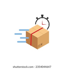 Shipping fast delivery truck with clock. Online delivery service. Express delivery, quick move. Fast shipping truck for apps and websites. van moving fast. Chronometer, fast service 24 7