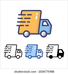 Shipping fast delivery truck or container icon symbol, Pictogram flat design for apps and websites, Track and trace processing status, Isolated on white background, Vector illustration