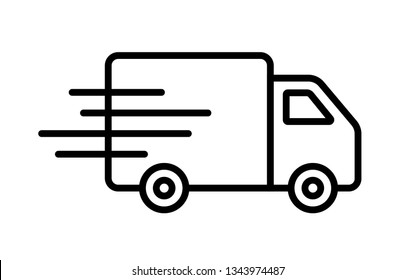 Shipping fast delivery truck icon symbol, Pictogram flat outline design for apps and websites, Isolated on white background, Vector illustration