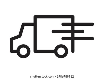 Shipping fast delivery truck icon symbol, Pictogram flat outline design for apps and websites, Isolated on white background, Vector illustration