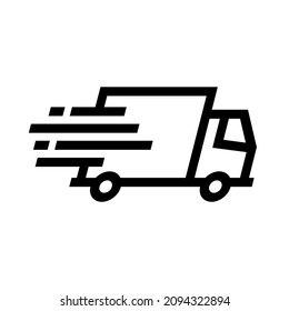 Shipping fast delivery truck icon symbol, Pictogram flat outline design for apps and websites, Isolated on white background, Vector illustration